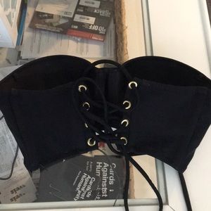 Victoria’s Secret black corset lace up bikini top